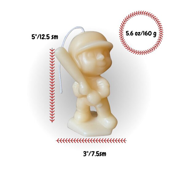 5"Handmade Baseball Player Soy Wax Sculptured Pillar Candle & Sport/ Gift - Picture 2 of 8